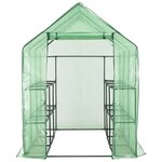 vidaXL Serre de plain-pied avec 12 étagères Acier 143x214x196 cm