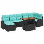 vidaXL Ensemble de canapé de jardin 8 Pièces Noir Poly rotin