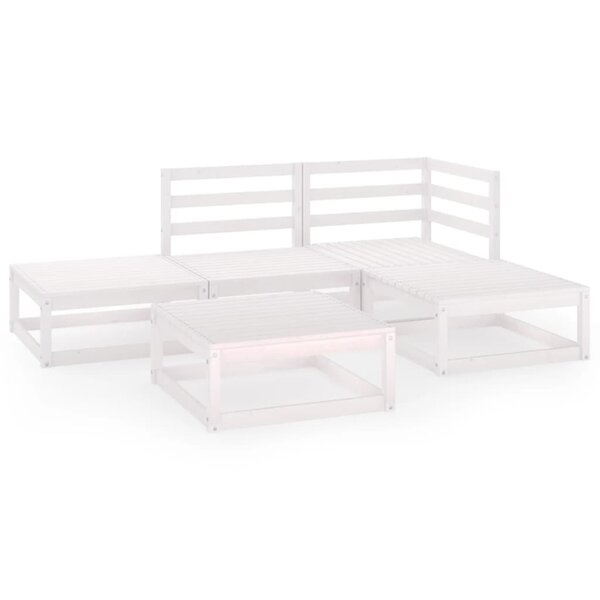 vidaXL Salon de jardin 5 Pièces Blanc Bois de pin massif