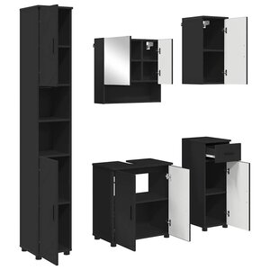 vidaXL Ensemble de mobilier de salle de bain avec tiroir 5 Pièces Noir