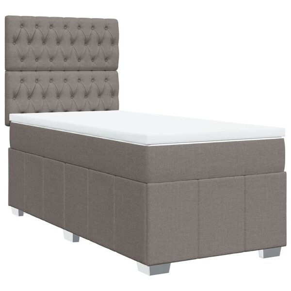 vidaXL Sommier à lattes de lit avec matelas Taupe 100x200 cm Tissu