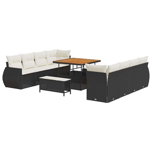 vidaXL Ensemble de canapé de jardin 11 Pièces Noir polyrotin