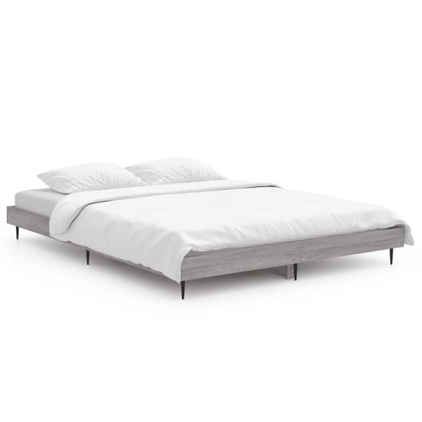 vidaXL Cadre de lit sans matelas sonoma gris 135x190 cm