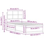 vidaXL Cadre de lit avec tête de lit rembourrée Gris foncé 80 x 200 cm