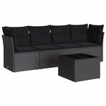 vidaXL Salon de jardin 5 Pièces avec coussins noir résine tressée
