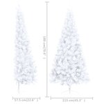 vidaXL Demi-arbre de Noël artificiel pré-éclairé et boules blanc 180cm