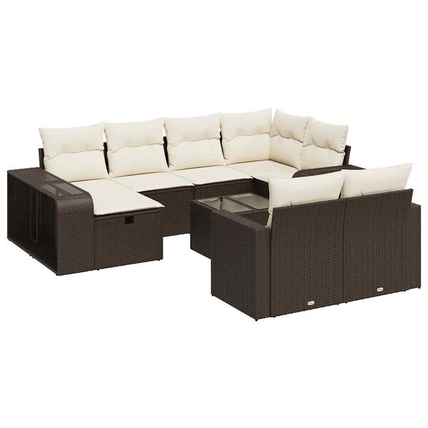 vidaXL Salon de jardin et coussins 11 Pièces marron résine tressée