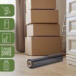 Pack And Move - Lot 4 Rouleaux Film Étirable - 300 M - Noir - Film Déménagement Film Emballage Film Palette Film Protection