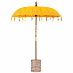 vidaXL Parasol balinais 260 Jaune 180-190 cm Coton et bois massif