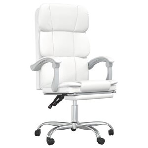 Chaise fauteuil siège pivotante de inclinable de bureau informatique étude similicuir blanc 02_0024232