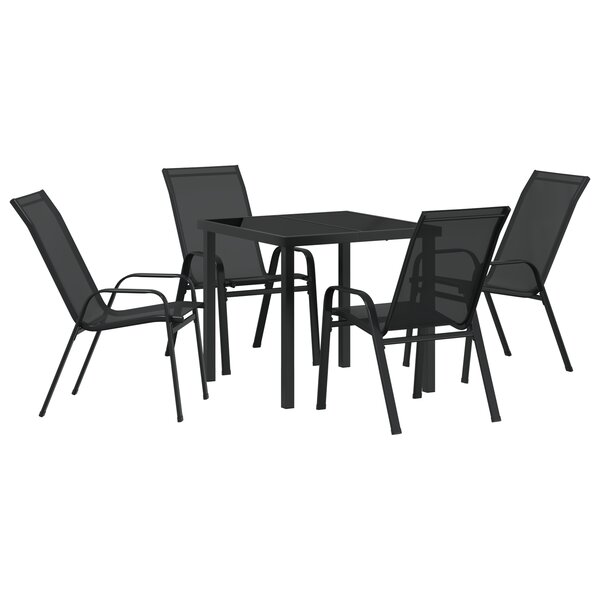 vidaXL Ensemble de jardin 5 pièces en Textilène noir et acier.