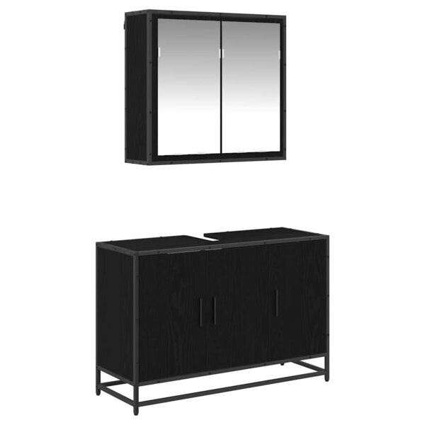 vidaXL Ensemble de mobilier de salle de bain 2 Pièces Chêne noir