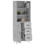 vidaXL Buffet haut Gris béton 69 5x34x180 cm Bois d'ingénierie