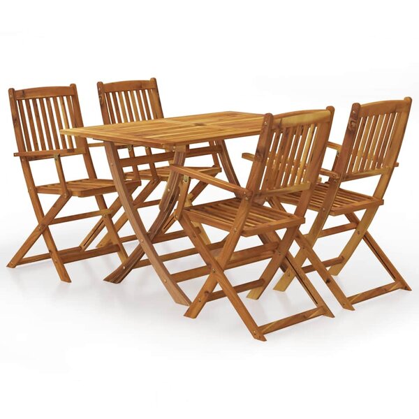 vidaXL Ensemble à manger d'extérieur pliable 5Pièces Bois d'acacia solide