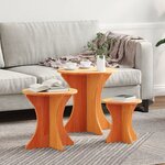 vidaXL Ensemble de tables basses 3 Pièces Marron cire 46 x 46 x 47 cm
