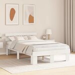 vidaXL Cadre de lit avec tête de lit Blanc 135 x 190 cm Pin massif