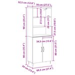 vidaXL Buffet Chêne noir 69.5x34x180 cm Bois d'ingénierie
