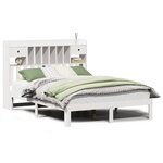 vidaXL Lit bibliothèque sans matelas blanc 135x190 cm bois pin massif