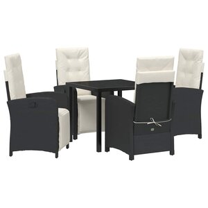 vidaXL Ensemble de salle à manger pour jardin 5 Pièces Noir polyrotin