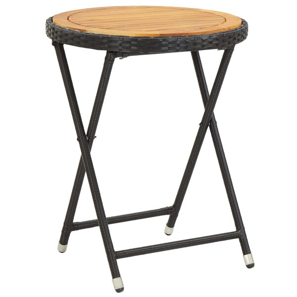 vidaXL Table à thé Noir 60 cm Résine tressée et bois d'acacia solide