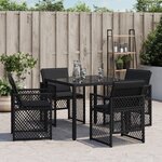 vidaXL Chaises de jardin lot de 4 avec coussins noir résine tressée