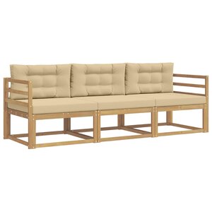vidaXL Ensemble de canapés d'extérieur 3 pc Blanc et Beige Polyester