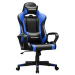 Fauteuil gamer chaise de bureau siège ergonomique avec support lombaire réglable appui-tête amovible hauteur réglable dossier inclinable charge 150 kg noir et bleu