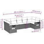 vidaXL Salon de jardin 7 Pièces avec coussins gris résine tressée