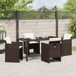 vidaXL Ensemble de salle à manger pour jardin 5 Pièces Marron Poly rotin