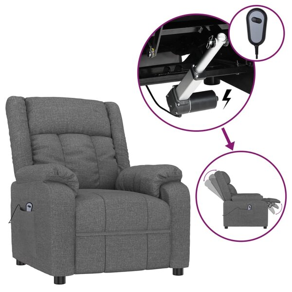 vidaXL Fauteuil inclinable électrique Gris foncé Tissu