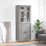 vidaXL Buffet haut Sonoma gris 69 5x34x180 cm Bois d'ingénierie