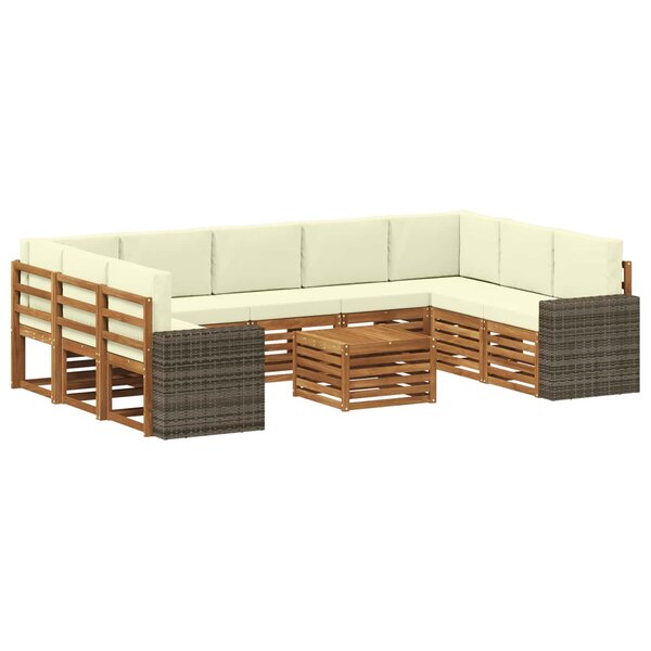 vidaXL Ensembles de canapés avec coussin 10 Pièces Naturel et Crème