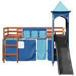 vidaXL Lit mezzanine enfants avec tour bleu 90x200 cm bois pin massif