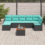 vidaXL Ensemble de canapé de jardin avec coussin 8 Pièces Noir polyrotin