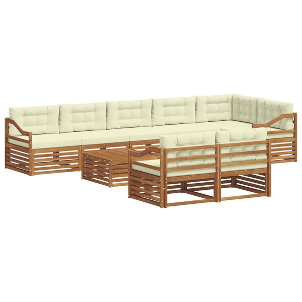 vidaXL Ensemble de canapés d'extérieur 9 pc Naturel et Crème