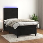 vidaXL Sommier à lattes de lit avec matelas LED Noir 90x190 cm Velours
