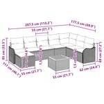vidaXL Ensemble de canapé de jardin 9 Pièces Gris Poly rotin