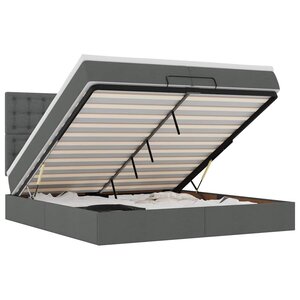 VidaXL Cadre de lit ottoman avec matelas gris foncé 200x200cm tissu