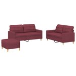 vidaXL Ensemble de canapés 3 Pièces avec coussins Rouge bordeaux Tissu