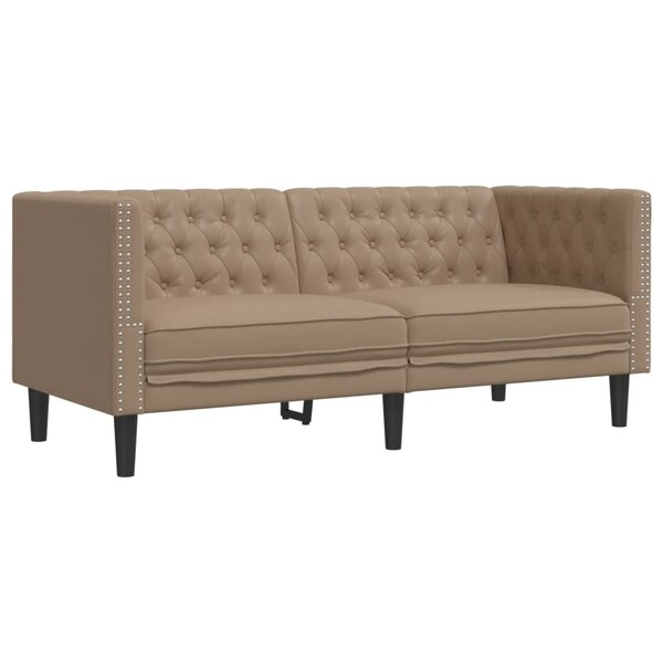 vidaXL Canapé à 2 places Chesterfield cappuccino similicuir