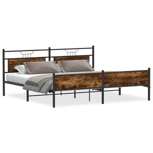 vidaXL Cadre de lit en métal sans matelas chêne fumé 193x201 cm