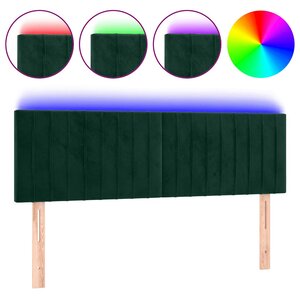 vidaXL Tête de lit à LED Vert foncé 144x5x78/88 cm Velours