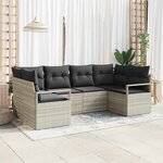 vidaXL Ensemble de canapé de jardin 6 Pièces Gris clair Poly rotin