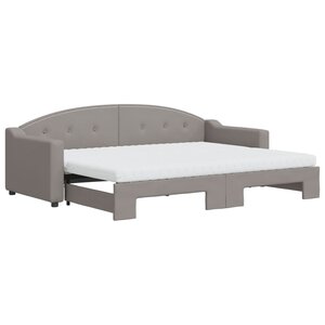 vidaXL Lit de jour avec gigogne et matelas taupe 80x200 cm tissu