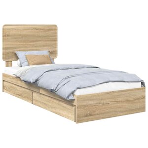vidaXL Lit de Rangement Chêne Sonoma 90 x 200 cm Bois d'ingénierie