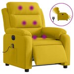 vidaXL Fauteuil inclinable de massage électrique jaune velours