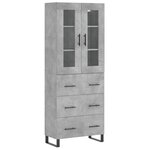 vidaXL Buffet haut Gris béton 69 5x34x180 cm Bois d'ingénierie