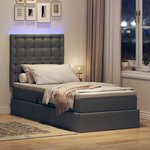 vidaXL Lit de rangement LED avec matelas Gris foncé 100 x 200 cm Tissu