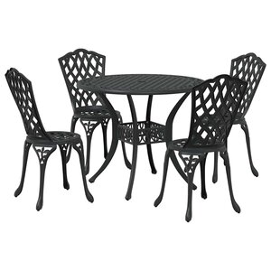 vidaXL Ensemble de salle à manger pour jardin 5 Pièces Noir Aluminium