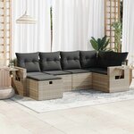 vidaXL Salon de jardin 6 Pièces avec coussins gris clair résine tressée